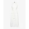 Me And Em And Em Womens White Sleeveless Belted Seersucker Maxi Dress