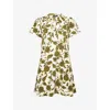 Me And Em And Em Womens White/green/multi Midnight Hibiscus Graphic-print Cotton Swing Dress