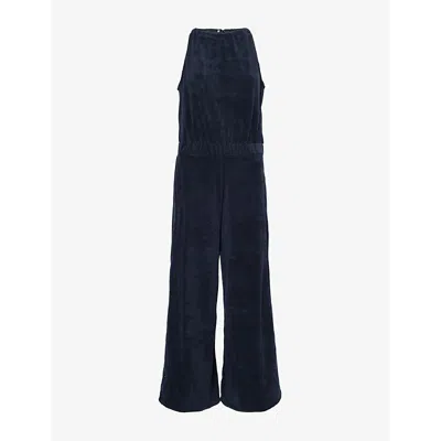Me And Em Womens Vy Relaxed-fit Cotton-blend Jumpsuit In Navy