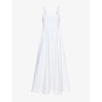 Me And Em Womens Fresh White Square-neck Stretch-cotton Maxi Dress