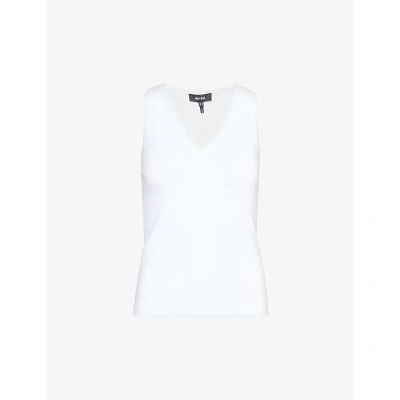 Me And Em Womens Bright White Ultimate V-neck Stretch-cotton Top