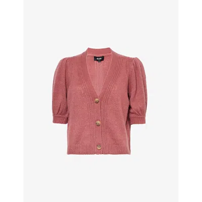 Me And Em Women's Tea Rose V-neck Brushed-texture Wool, Cashmere And Silk-blend Cardigan