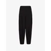 ME AND EM ME AND EM WOMEN'S BLACK RIB-WAIST RECYCLED POLYESTER-BLEND WOVEN TROUSERS