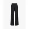 ME AND EM AND EM WOMENS BLACK WIDE-LEG HIGH-RISE WOOL-BLEND TWILL TROUSERS