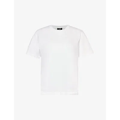 Me And Em Womens Bright White Boyfriend Round-neck Organic Cotton-jersey T-shirt