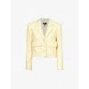 ME AND EM ME AND EM WOMENS CUSTARD TEXTURED CROPPED STRETCH COTTON-BLEND JACKET