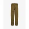 ME AND EM ME AND EM WOMEN'S DARK OLIVE PLEATED TAPERED-LEG MID-RISE COTTON-BLEND TROUSERS