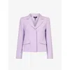 ME AND EM ME AND EM WOMEN'S DUSTED LILAC BOXY-FIT PADDED-SHOULDERS STRETCH-WOVEN BLAZER