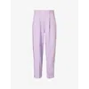 ME AND EM ME AND EM WOMEN'S DUSTED LILAC TEXTURED TAPERED-LEG HIGH-RISE WOVEN TROUSERS