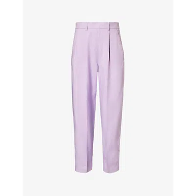 Me And Em Womens Dusted Lilac Textured Tapered-leg High-rise Woven Trousers