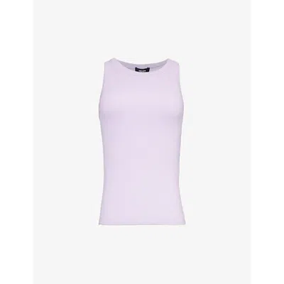 Me And Em Womens Dusted Lilac Ultimate Ribbed Stretch-cotton Tank Top