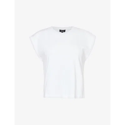 Me And Em Womens Fresh White Muscle Round-neck Cotton-jersey Top