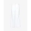 ME AND EM ME AND EM WOMEN'S FRESH WHITE PLEATED WIDE-LEG HIGH-RISE COTTON-BLEND TROUSERS