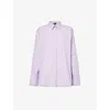 ME AND EM ME AND EM WOMEN'S LILAC BOYFRIEND RELAXED-FIT COTTON-POPLIN SHIRT