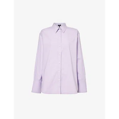 Me And Em Womens Lilac Boyfriend Relaxed-fit Cotton-poplin Shirt