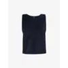 ME AND EM ME AND EM WOMEN'S NAVY OPEN-VENT BACK RELAXED-FIT COTTON-BLEND TOP