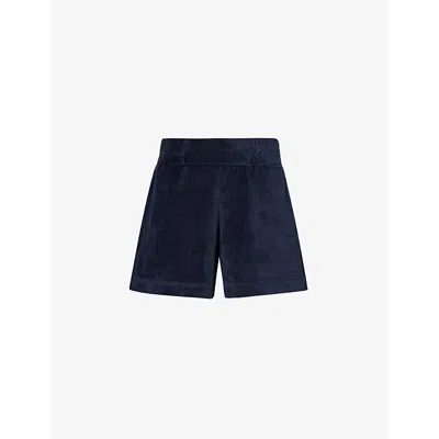 Me And Em Womens Navy Towelling High-rise Cotton-blend Shorts