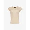 ME AND EM ME AND EM WOMEN'S PALE GOLD METALLIC RIBBED-KNIT TOP