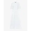 ME AND EM ME AND EM WOMEN'S SOFT WHITE SHIRRED PUFFED-SLEEVE COTTON MAXI DRESS