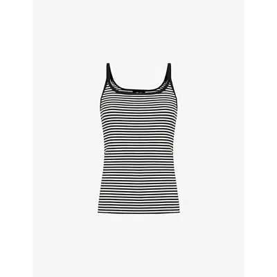 Me And Em Stripe-pattern Stretch-cotton Top In Soft White/black