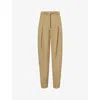 ME AND EM ME AND EM WOMEN'S TAUPE PLEATED TARPED-LEG MID-RISE WOOL TROUSERS