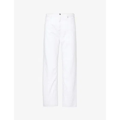 Me And Em Womens White Authentic Straight-leg High-rise Jeans