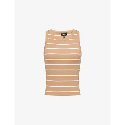 Me And Em Womens  Regular-fit Striped Stretch-cotton Jersey Top In Biscuit/cream