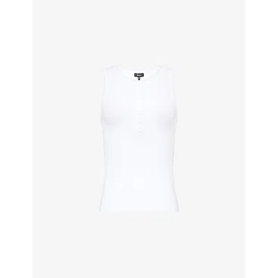 Me And Em Womens Ribbed Sleeveless Stretch-cotton Top Bright White