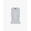 Me And Em And Em Womens Dusty Blue Barely There Ribbed Wool And Cashmere Vest In Gray