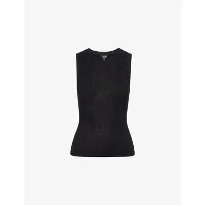 Me And Em And Em Womens Black Barely There Ribbed Wool And Cashmere Vest In Multi