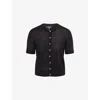 Me And Em And Em Womens Black Barely There Short-sleeves Wool And Cashmere Top In Black