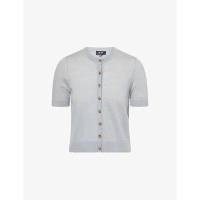 Me And Em And Em Womens Dusty Blue Barely There Short-sleeves Wool And Cashmere Top