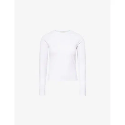 Me And Em Womens  Baseball Raglan-sleeve Stretch-cotton Top In White