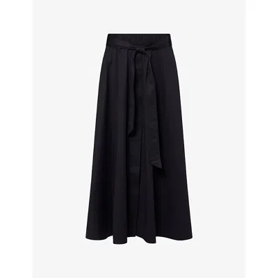 Me And Em Womens  Belted A-line Cotton-blend Maxi Skirt In Black