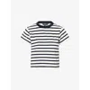 Me And Em And Em Womens Cream Navy Boxy-fit Striped Cotton-blend Terry Top