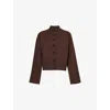 Me And Em Womens  Button-front High-neck Merino-wool And Cashmere-blend Cardigan In Warm Chocolate