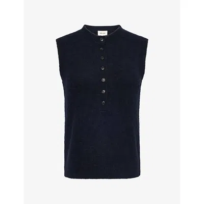 Me And Em Womens  Button-front Wool-blend Vest In Navy
