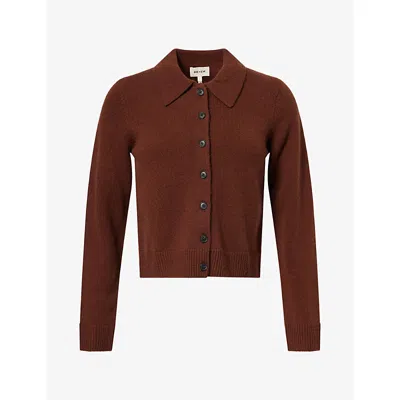 Me And Em Womens  Button-through Cashmere Cardigan In Pecan Brown
