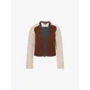 Me And Em And Em Womens Cable-knit Patched Wool And Cashmere Cardigan Hazelnut Melange Mul Xs In Red