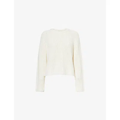 Me And Em Womens  Chunky-knit Raglan-sleeve Cotton Jumper In White