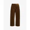 Me And Em And Em Womens Bronze Green Clever Cord Straight-leg Cotton Trousers In Green