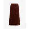 Me And Em And Em Womens Chestnut Corduroy A-line Cotton Midi Skirt In Brown