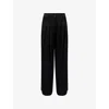 Me And Em And Em Womens Black Double-pleated Wide-leg Satin Trousers In Black