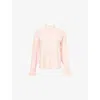 Me And Em And Em Womens Smoke Pink Embroidery-detail Long-sleeve Cotton Blouse
