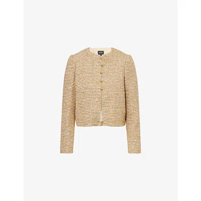 Me And Em And Em Womens Gold Multi Event Ready Metallic-tweed Jacket