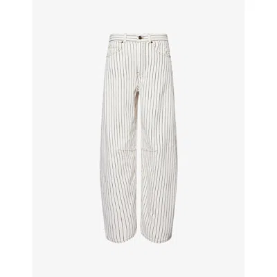 Me And Em And Em Womens Black Ecru Extreme Striped Stretch-denim Jeans
