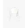 Me And Em And Em Womens Cream High-neck Sequin-embellished Stretch Mesh-jersey Top In White