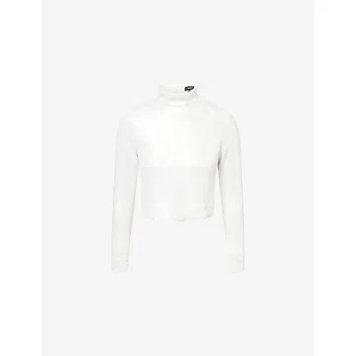 Me And Em And Em Womens Cream High-neck Sequin-embellished Stretch Mesh-jersey Top In White