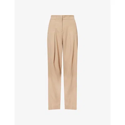 Me And Em And Em Womens Pale Camel High-rise Wide-leg Stretch-woven Trousers