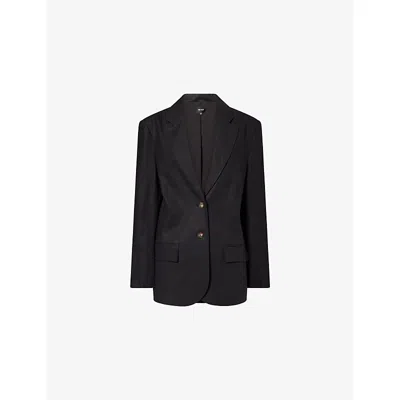 Me And Em And Em Womens Black Icon Oversized Linen-blend Blazer